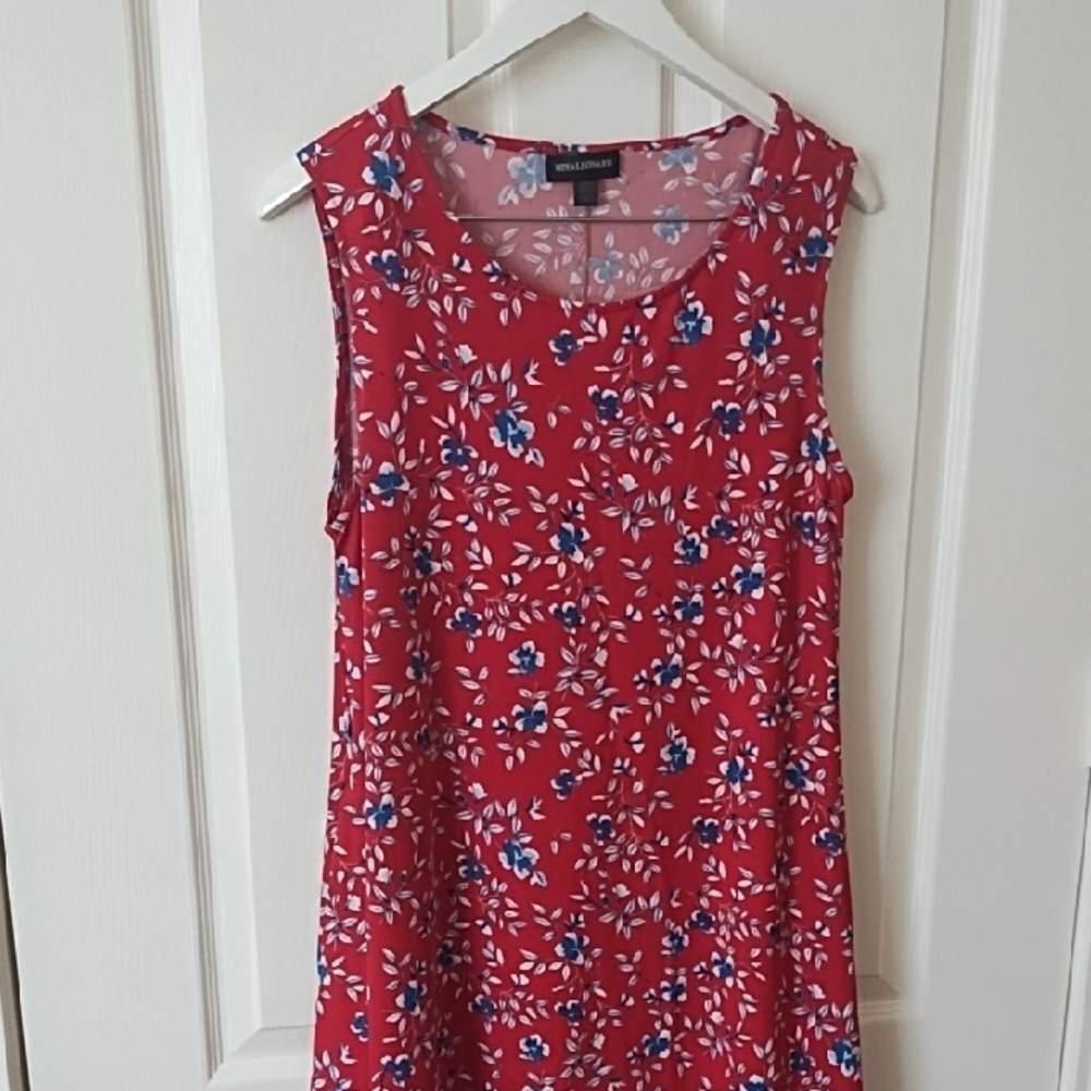 Nina Leonard Red Floral Dress